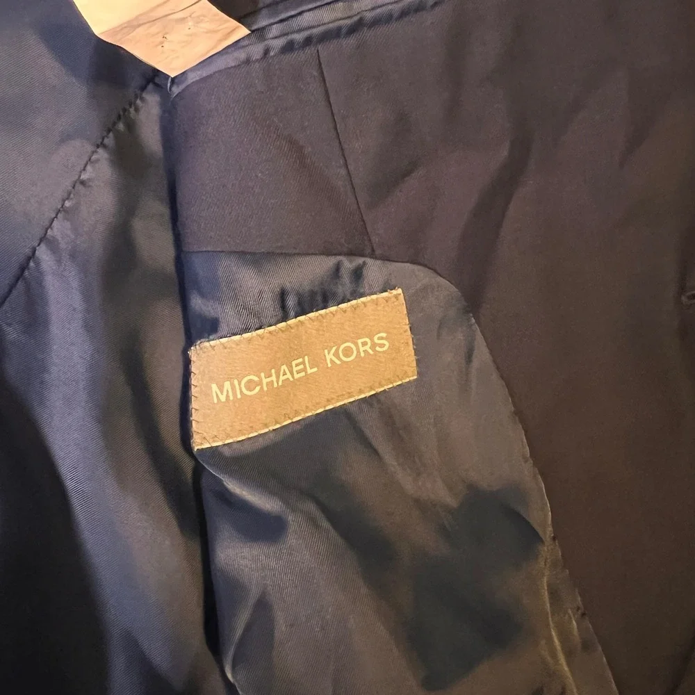 Michael Kors Blazer Sport Coat Two Button‎ Navy Blue Business Career Mens 41R
